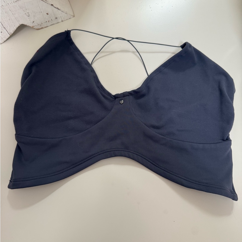 Joah Brown Sueded Navy Curve Scrunch Tank - Picture 4 of 6